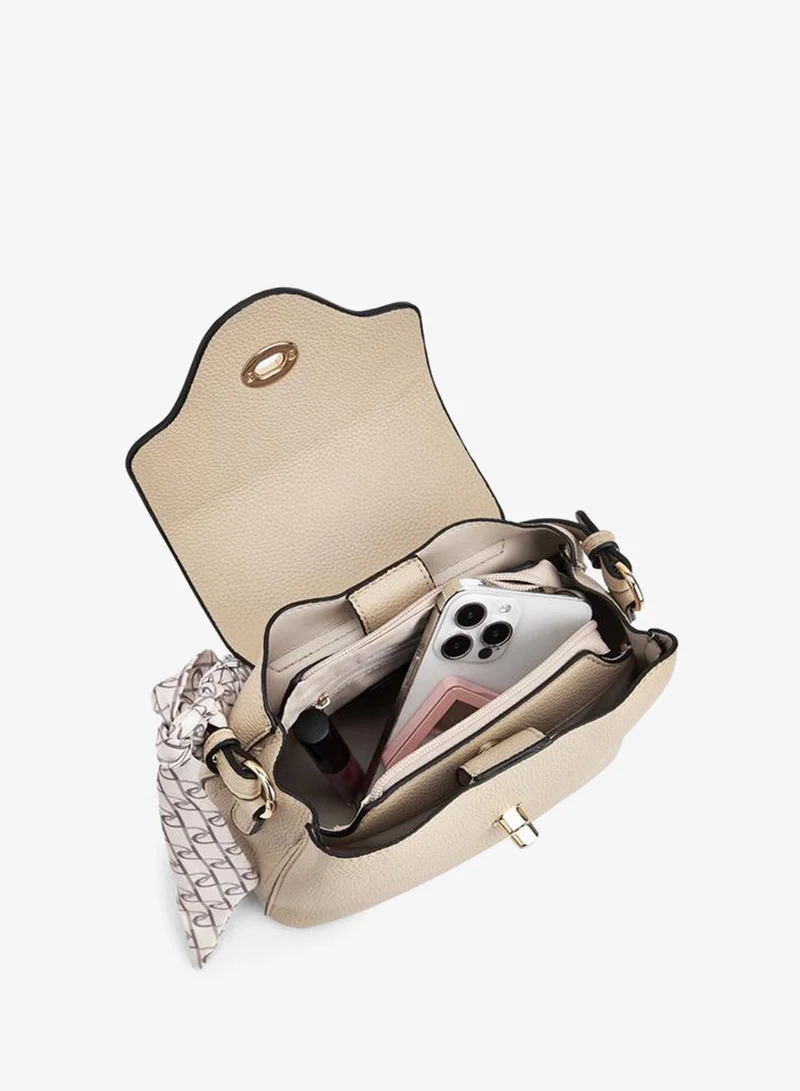 Paprika BEIGE Textured Satchel Bag With Scarf for Women | Best Price UAE