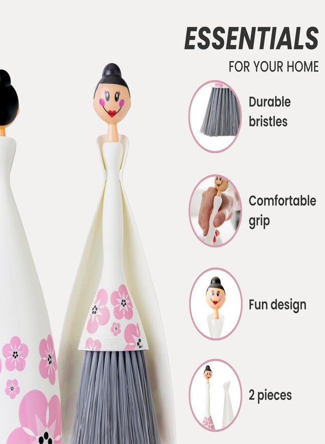 Vigar Mini Broom and Dustpan Set, Small Broom and Dustpan Set for Dust, Pet Hair, Car, and Crumb, Perfect for Home and Camping Essentials, White - Image 3