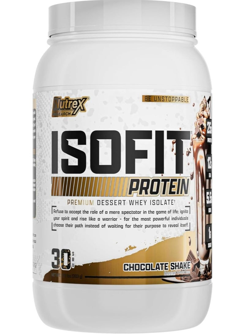 Nutrex Research IsoFit Whey Protein Powder Instantized 100% Whey Protein Isolate (30 SRV, Chocolate Shake) - Image 1