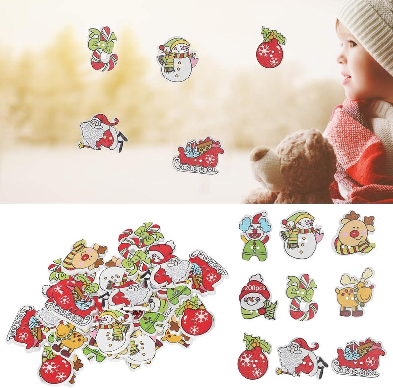 GLOGLOW Nan Wooden Buttons, Assorted 200pcs Flower Painting Decorative Wood Buttons for Sewing Crafts Kids Activities Clothing Accessories and Peripherals - Image 4