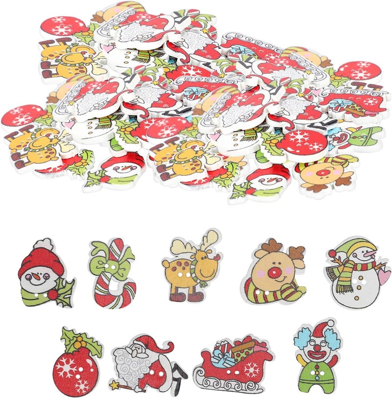 GLOGLOW Nan Wooden Buttons, Assorted 200pcs Flower Painting Decorative Wood Buttons for Sewing Crafts Kids Activities Clothing Accessories and Peripherals - Image 1
