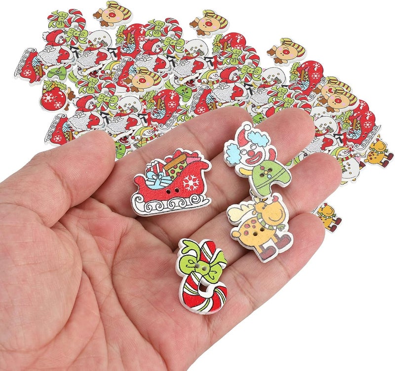 GLOGLOW Nan Wooden Buttons, Assorted 200pcs Flower Painting Decorative Wood Buttons for Sewing Crafts Kids Activities Clothing Accessories and Peripherals - Image 5
