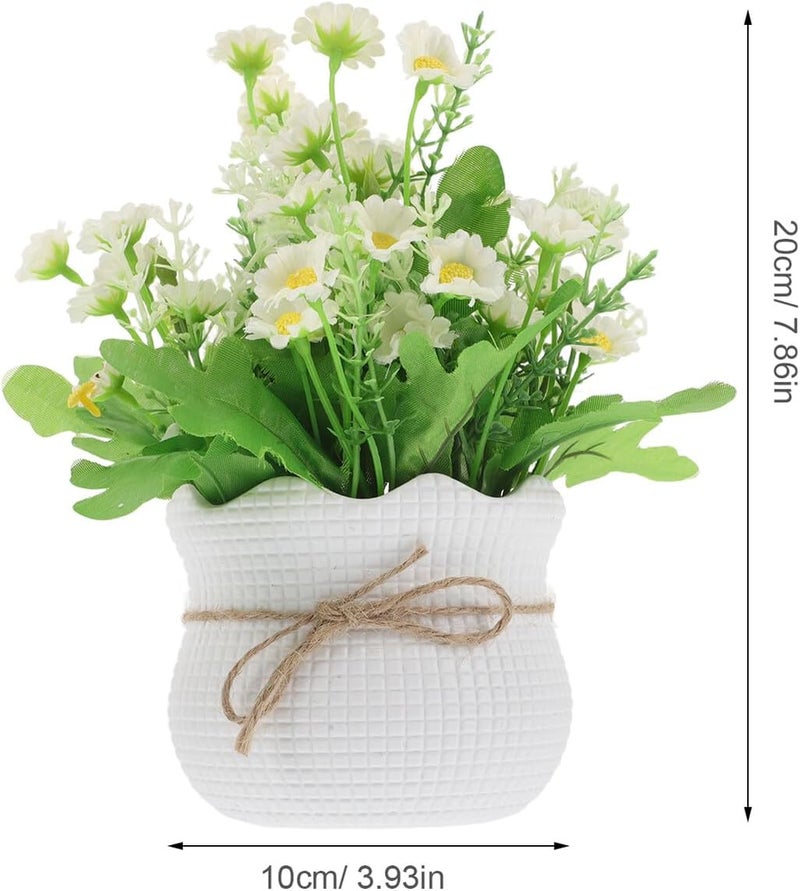 Artificial Daisy Potted Plant, Small White Silk Flowers, Faux Chrysanthemum Greenery for Home Décor, Tabletop Decoration, Wedding and Patio Floral Arrangement - Image 2