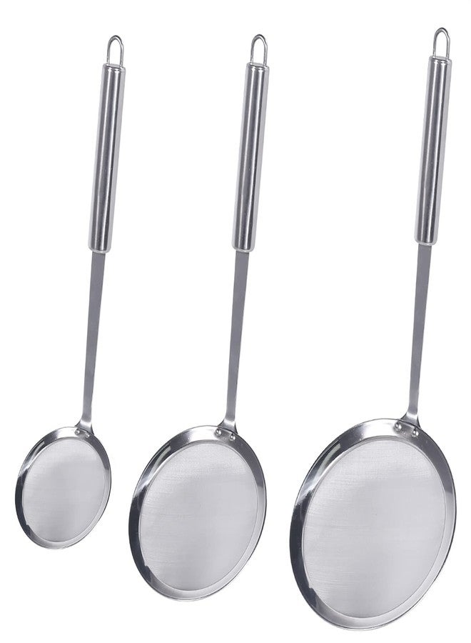 Newness Fine Mesh Skimmer Spoon, Professional 304 Stainless Steel Hot Pot Fat Strainer for Oil Filter Skimming Grease and Foam, Durable Multi-Functional Kitchen Cooking Mesh Food Strainer Ladle-3 Pack - Image 1
