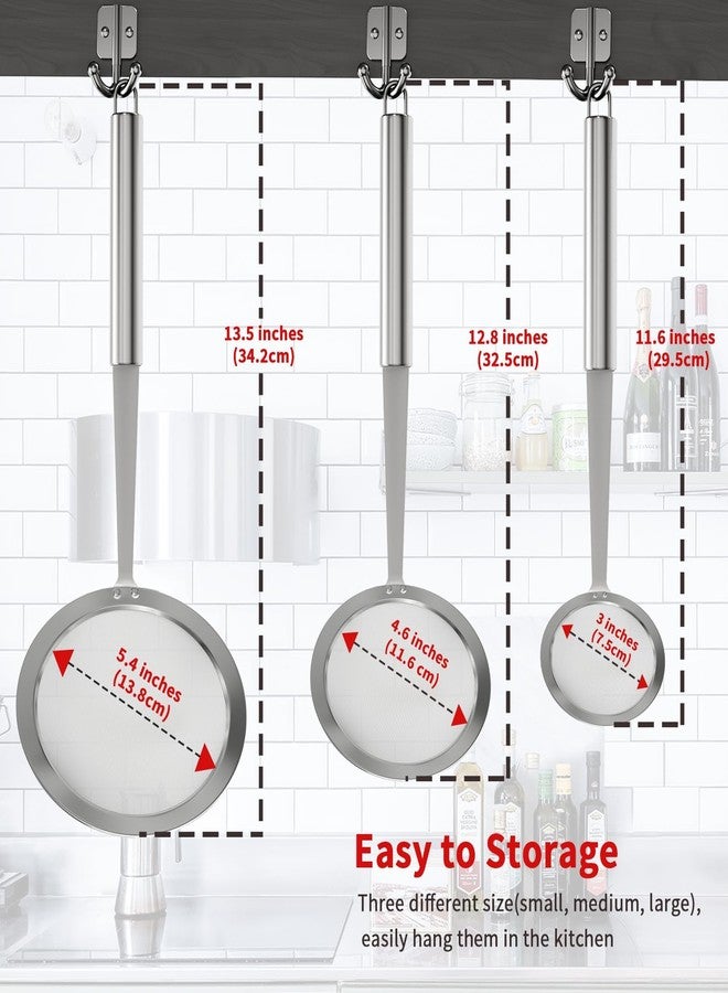 Newness Fine Mesh Skimmer Spoon, Professional 304 Stainless Steel Hot Pot Fat Strainer for Oil Filter Skimming Grease and Foam, Durable Multi-Functional Kitchen Cooking Mesh Food Strainer Ladle-3 Pack - Image 2