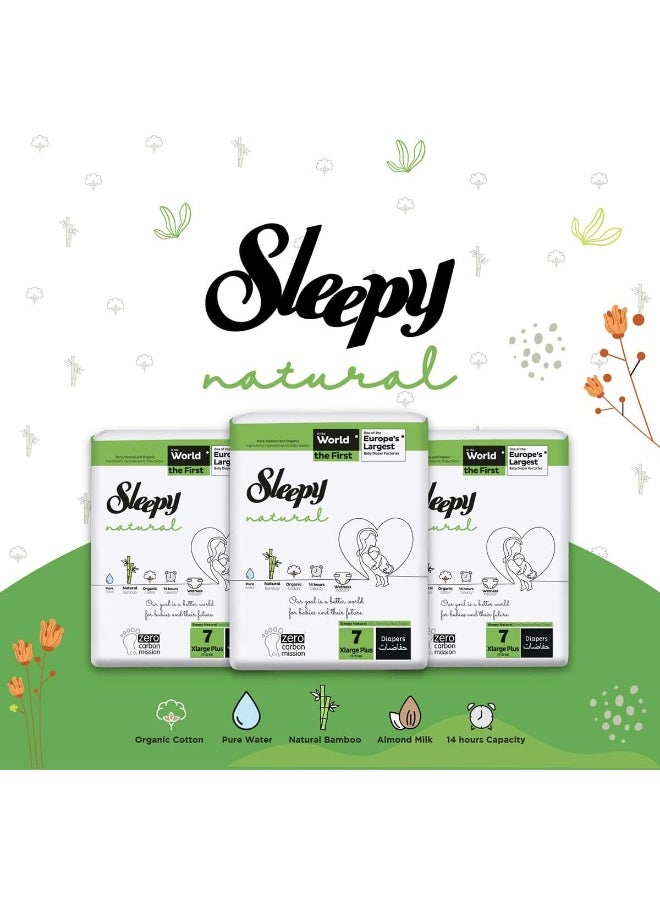 Sleepy - Natural Size 7, 20-30Kg Hypoallergenic Baby Dry Diapers, Organic Cotton, Highly Absorbent, Bamboo Extract, Ultimate Comfort And Dryness, 100% Leakage Protection - Image 1