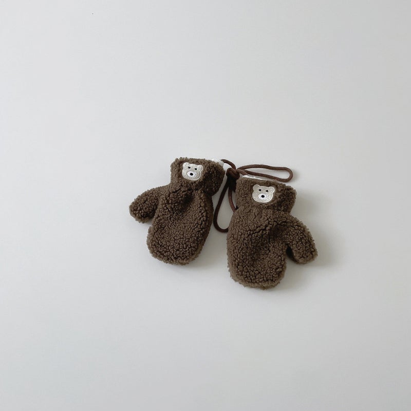 Qiunan Korean Children'S Scarf Winter Style Ins Cartoon Bear Gloves Boys Girls Baby Neck Warmer - Image 1
