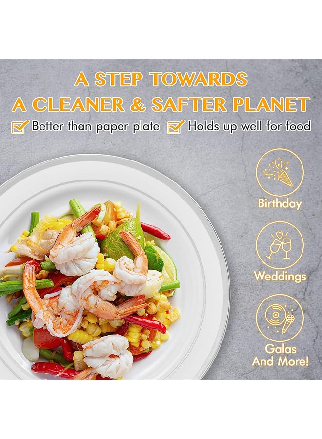 NALACAL 60 قطعة من الأطباق البلاستيكية الفضية للاستخدام مرة واحدة، أطباق حفلات فضية للاستخدام مرة واحدة، أطباق بلاستيكية للحلوى، أدوات مائدة لحفلات الزفاف للحلوى، رائعة للحفلات وحفلات الزفاف والاستخدام المنزلي وعيد الميلاد - Image 2