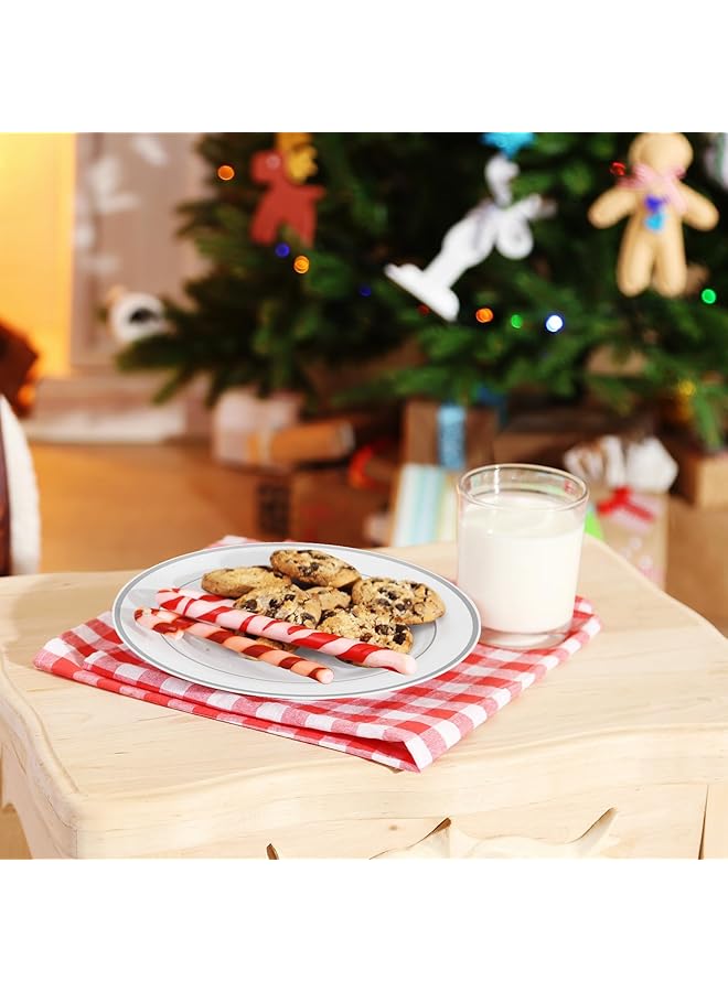 NALACAL 60 قطعة من الأطباق البلاستيكية الفضية للاستخدام مرة واحدة، أطباق حفلات فضية للاستخدام مرة واحدة، أطباق بلاستيكية للحلوى، أدوات مائدة لحفلات الزفاف للحلوى، رائعة للحفلات وحفلات الزفاف والاستخدام المنزلي وعيد الميلاد - Image 4