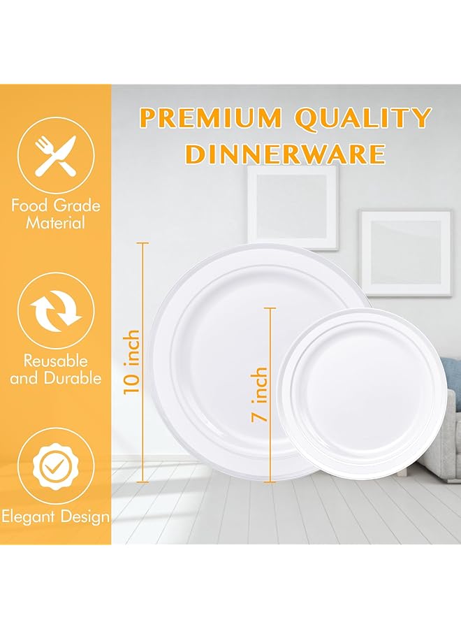 NALACAL 60 قطعة من الأطباق البلاستيكية الفضية للاستخدام مرة واحدة، أطباق حفلات فضية للاستخدام مرة واحدة، أطباق بلاستيكية للحلوى، أدوات مائدة لحفلات الزفاف للحلوى، رائعة للحفلات وحفلات الزفاف والاستخدام المنزلي وعيد الميلاد - Image 3