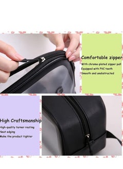 MIXDE Pack Of 3 Clear Toiletry Bag Set For Women Men, Translucent Waterproof Travel Makeup Bag With Handle, Large Capacity Sturdy And Leak Resistant Cosmetic Bag Pouch For Traveling, Black  - Image 4