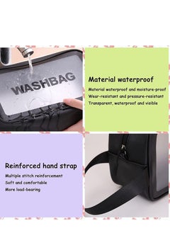 MIXDE Pack Of 3 Clear Toiletry Bag Set For Women Men, Translucent Waterproof Travel Makeup Bag With Handle, Large Capacity Sturdy And Leak Resistant Cosmetic Bag Pouch For Traveling, Black  - Image 3