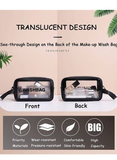 MIXDE Pack Of 3 Clear Toiletry Bag Set For Women Men, Translucent Waterproof Travel Makeup Bag With Handle, Large Capacity Sturdy And Leak Resistant Cosmetic Bag Pouch For Traveling, Black  - Image 5