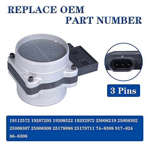AdvanEX 25008219 Mass Air Flow Sensor Compatible with 99-00 Cadillac Escalade/94-00 Corvette/96-99 Chevrolet C1500/96-00 Tahoe/96-99 GMC C1500/96-00 Yukon/93-02 Pontiac Firebird Replace 25008307 - Image 2