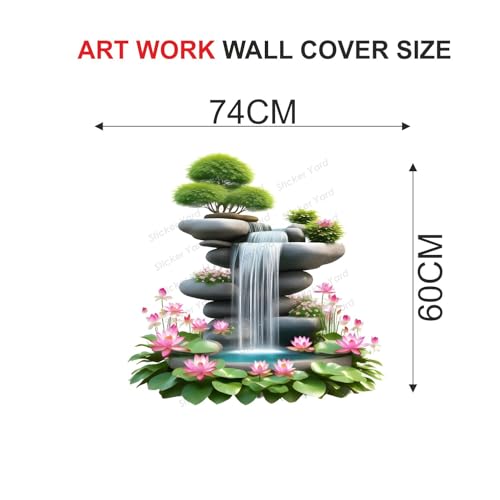 Sticker Yard PVC Vinyl Fountain Colorful Flowers Self-Adhesive Wall Sticker for Home Decor/Decoration - Living Room, Bedroom, Kids Room (Multicolor,Size 74X60CM) - Image 4