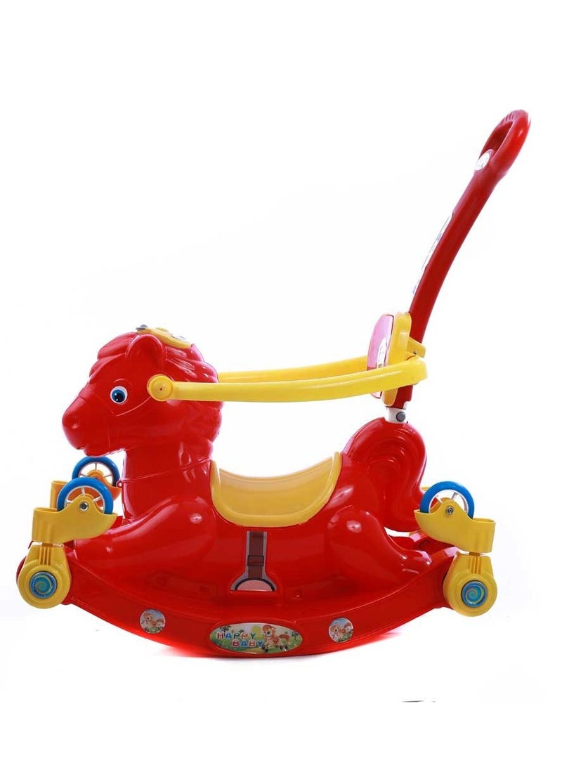null - A rocking horse for children from Alwin with wheels with a push handle for parents and can be converted into a push sled - red - Image 1