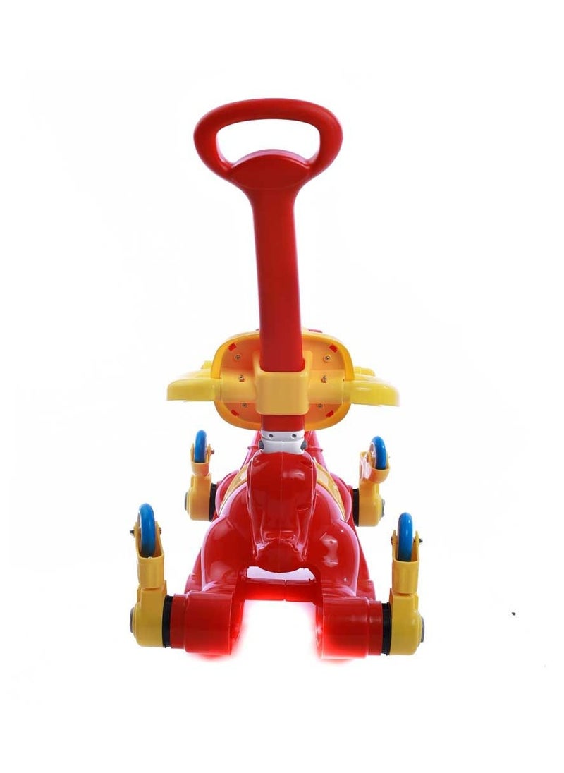 null - A rocking horse for children from Alwin with wheels with a push handle for parents and can be converted into a push sled - red - Image 1