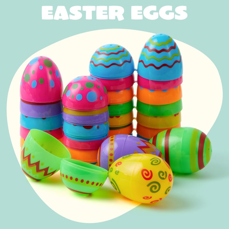 JOYIN Toy 36 PCs Plastic Printed Bright Easter Eggs Over 315 Tall Fillable Empty Eggs Bulks for Easter Hunt Basket Stuffers Fillers Classroom Prize Supplies Filling Treats and Party Favor - Image 3