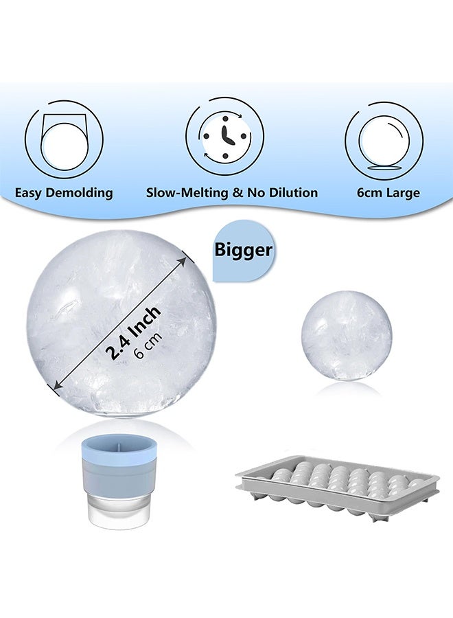 1 Pack 3 Pcs 6cm Large Silicone Sphere Ice Ball Mould Set, Stackable Easy Release Ice Cube Maker, for Soft Drinks, Cold Beverages & Creative Recipes - Image 3