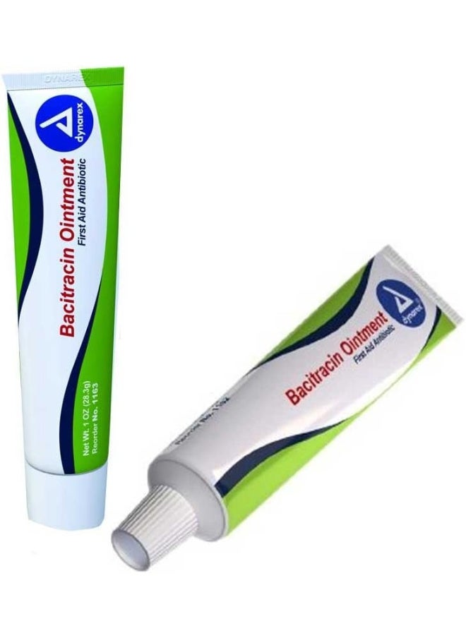 Dynarex Bacitracin Topical Ointment Usp First Response Wound Care Supplies For Minor Cuts, Scrapes & Burns Helps Keep Wounds Clean 2 Count, 1 Oz. Tubes 
