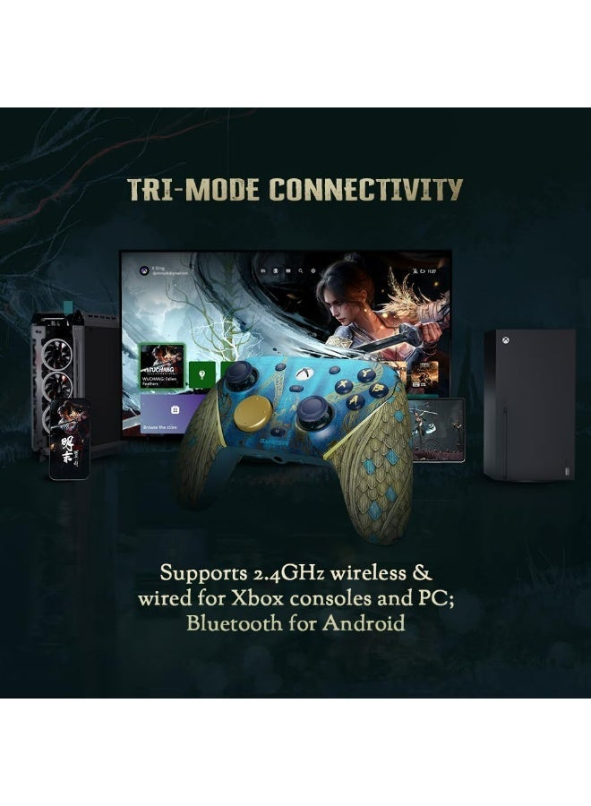 جيم سير وحدة تحكم الألعاب اللاسلكية GameSir G7 Pro لأجهزة Xbox Series X|S و Xbox One والكمبيوتر الشخصي وأجهزة Android، مزودة بمقبس صوت 3.5 ملم، ومحفزات تناظرية بتقنية تأثير هول، وعصي تحكم TMR، ومعدل استجابة 1000 هرتز. 【Wuchan: Fallen Feathers Edition】 - Image 4