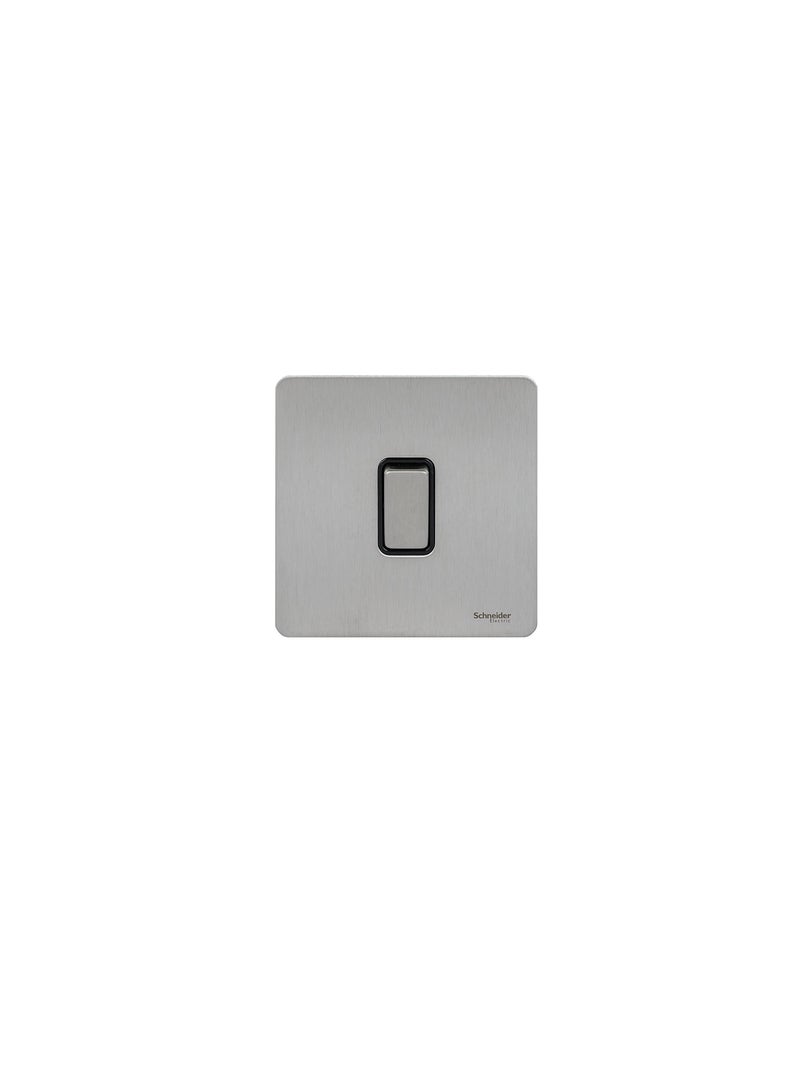 Schneider Electric GU1412BSS 1 Gang Ultimate Screwless Rocker Flat Plate Switch Stainless Steel with Black Interior - Image 1