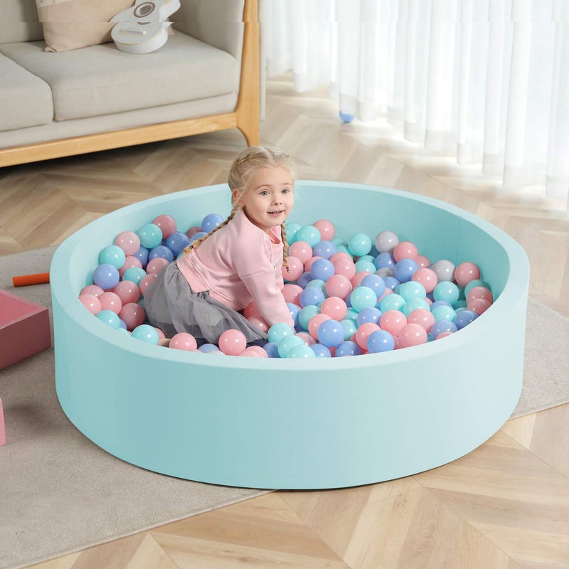 TRENDBOX Extra Large Soft Foam Ball Pit 51.2" x 11.8" (NO Balls) in Large Sponge Round Ball Pool Indoor Round Ball Pits Children Toddler Playpen - Light Blue - Image 4