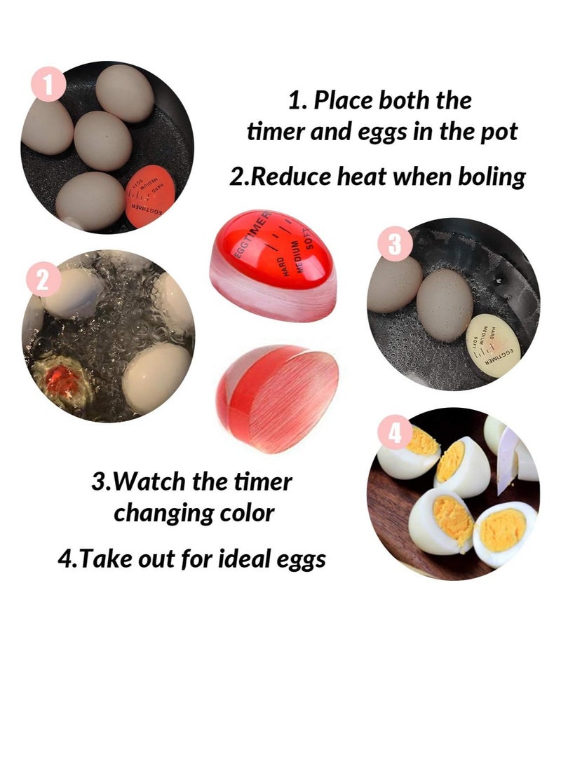 Bukela - Hard Boiled Egg Timer for Boiling Eggs Color Changing Egg Timers, Red - Image 1