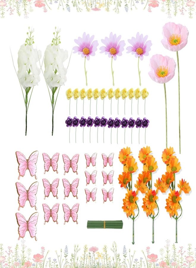 DiDida Wildflowers Cake Topper Flower Bloom Cake Decor with Butterfly for Spring Caek Baby in Bloom Baby Shower Birthday - Image 2