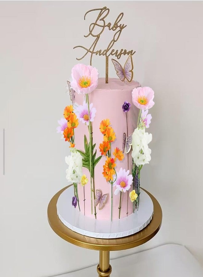 DiDida Wildflowers Cake Topper Flower Bloom Cake Decor with Butterfly for Spring Caek Baby in Bloom Baby Shower Birthday - Image 5