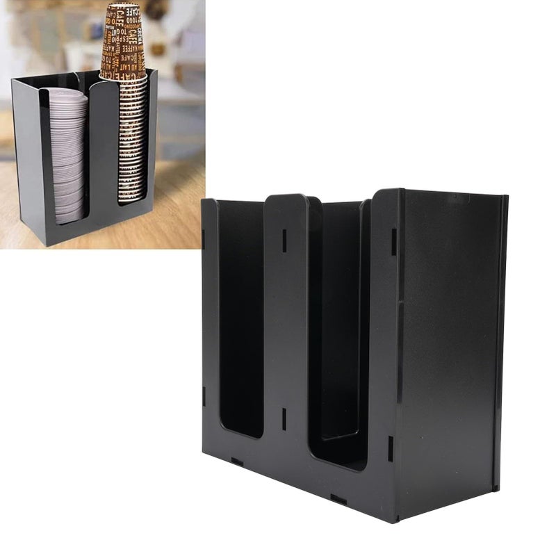 Acrylic Cup Dispenser With 2 Compartments For Coffee Shop Kitchen Countertop Commercial Use - Image 5