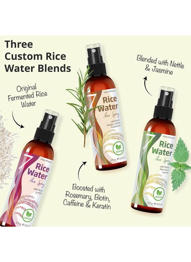 Seven Minerals , NEW Fermented Rice Water for Hair Growth - Blended with Nettle, Aloe Vera & Jasmine - Vegan Non-Greasy Rice Water Spray - Thicker, Longer, Softer Hair for Women & Men (4 fl oz)  - Image 5