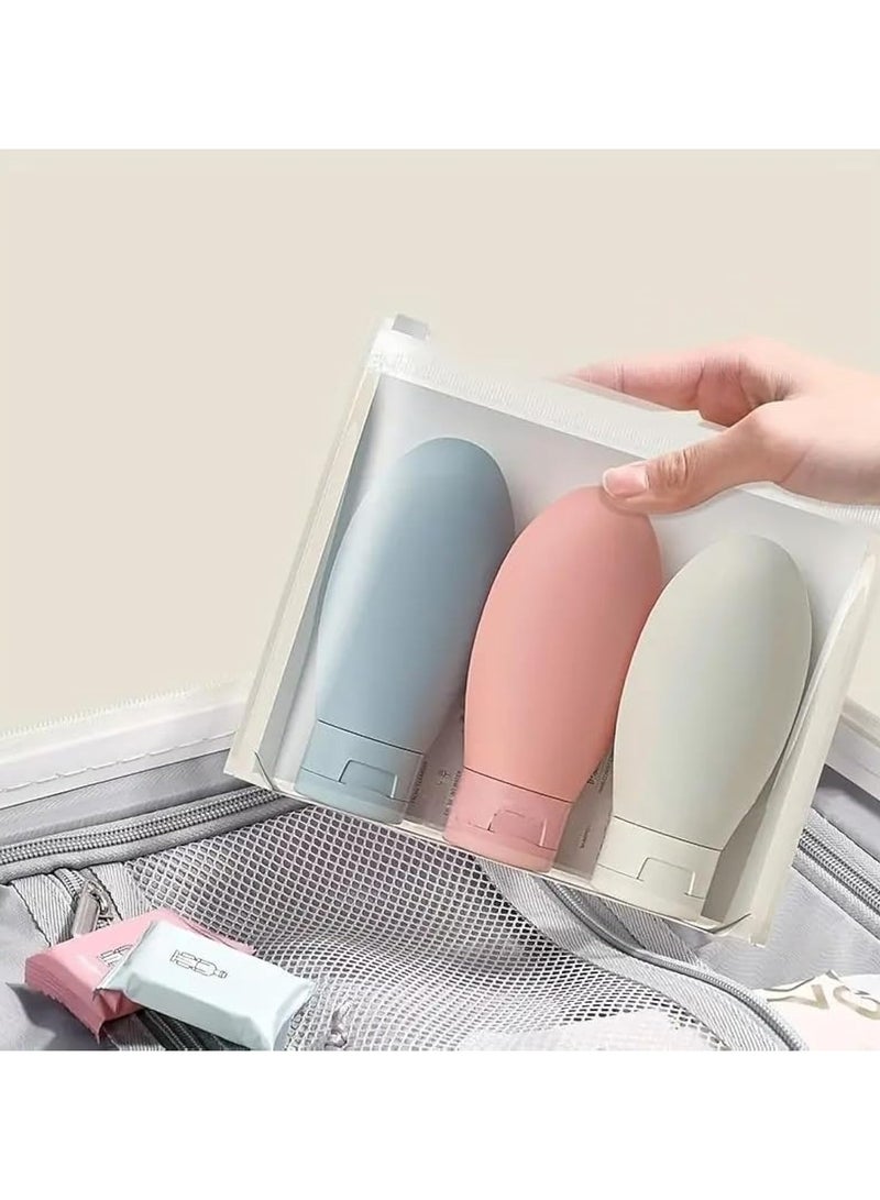 Oasisgalore 3-Piece 60ml Travel Bottle Set with Zip Pouch - Refillable, Squeezable, Leak-Proof - Image 1
