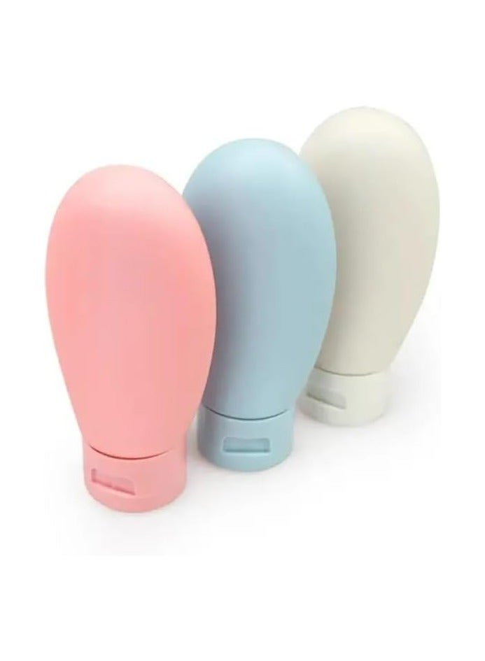 Oasisgalore 3-Piece 60ml Travel Bottle Set with Zip Pouch - Refillable, Squeezable, Leak-Proof - Image 2
