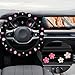 Tuxihapp Cute Embroidered Flower Steering Wheel Cover with 4Pcs Air Vent Clips Universal 1415 Inch Floral Car Wheel Protector for Women Girls Vintage Pink Flowers Car Interior Decoration for SUV Truck - Image 2