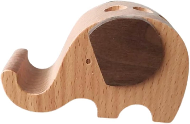 Natural Wood Phone Stand And Pen Holder Multi Functional Desktop Organizer - Image 2