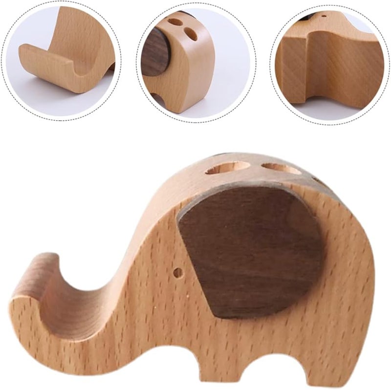Natural Wood Phone Stand And Pen Holder Multi Functional Desktop Organizer - Image 4