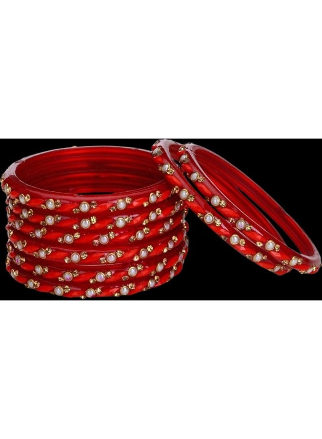 AFAST Modern Glass Bangles/Kada- Anniversary, Party & Wedding, Pack Of 8, Red - Image 5
