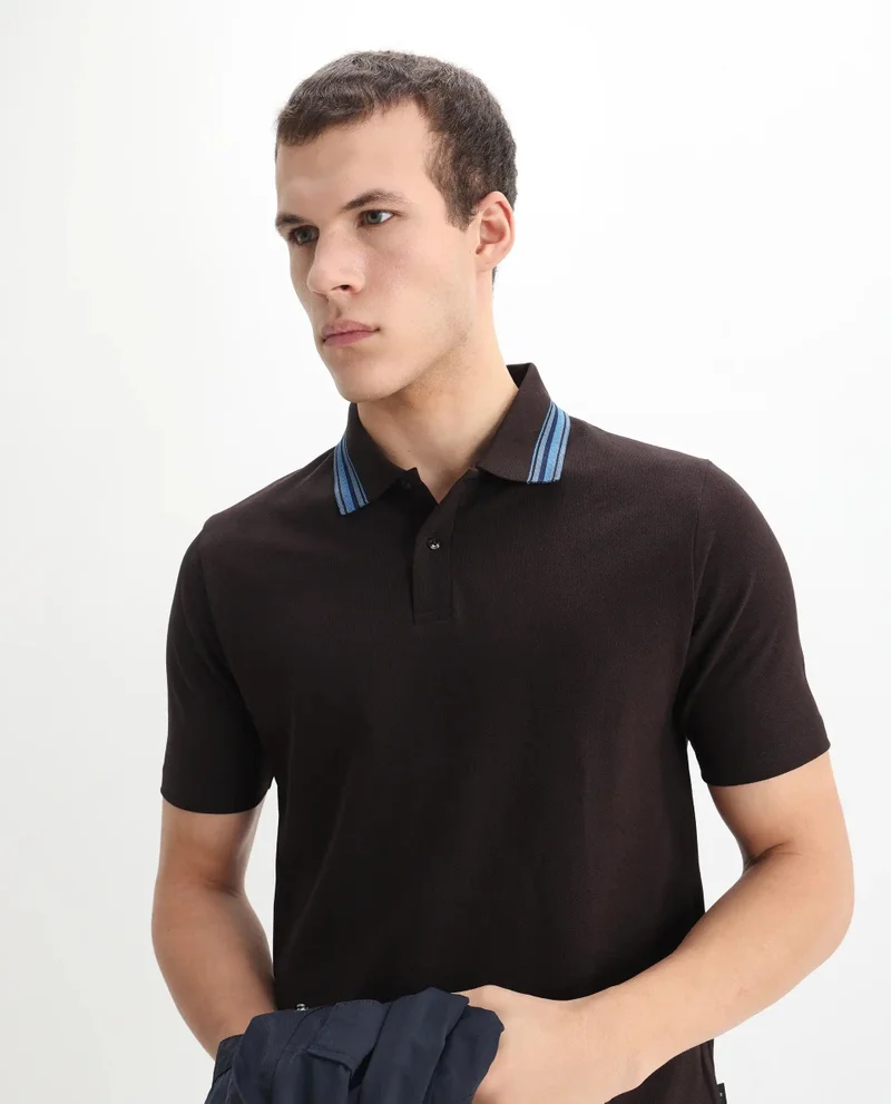 Rare Rabbit Men's Button Closure Plain Polo