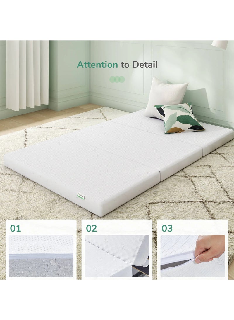 Comfy - Comfy Folding White Cotton Knitted Mattress 180x 90x 7Cm - Image 1