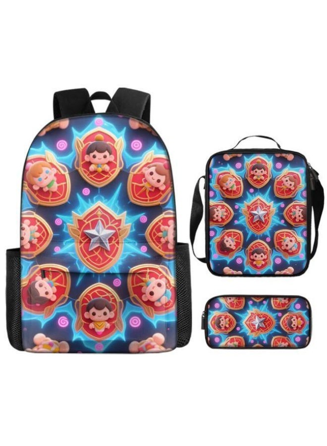 Bright Li Fire Unlock the new fashion of childish fun! Three-piece set of bags, cartoon elements for children and teenagers (students, children, friends' outings, mountain climbing, schooling, etc. can be used) - 24 - Image 2