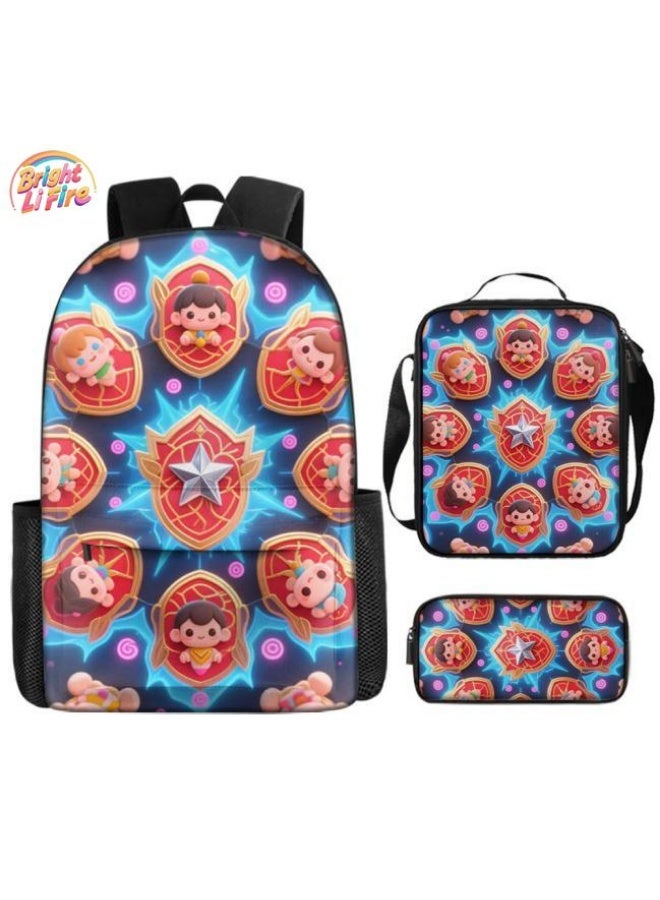 Bright Li Fire Unlock the new fashion of childish fun! Three-piece set of bags, cartoon elements for children and teenagers (students, children, friends' outings, mountain climbing, schooling, etc. can be used) - 24 - Image 1