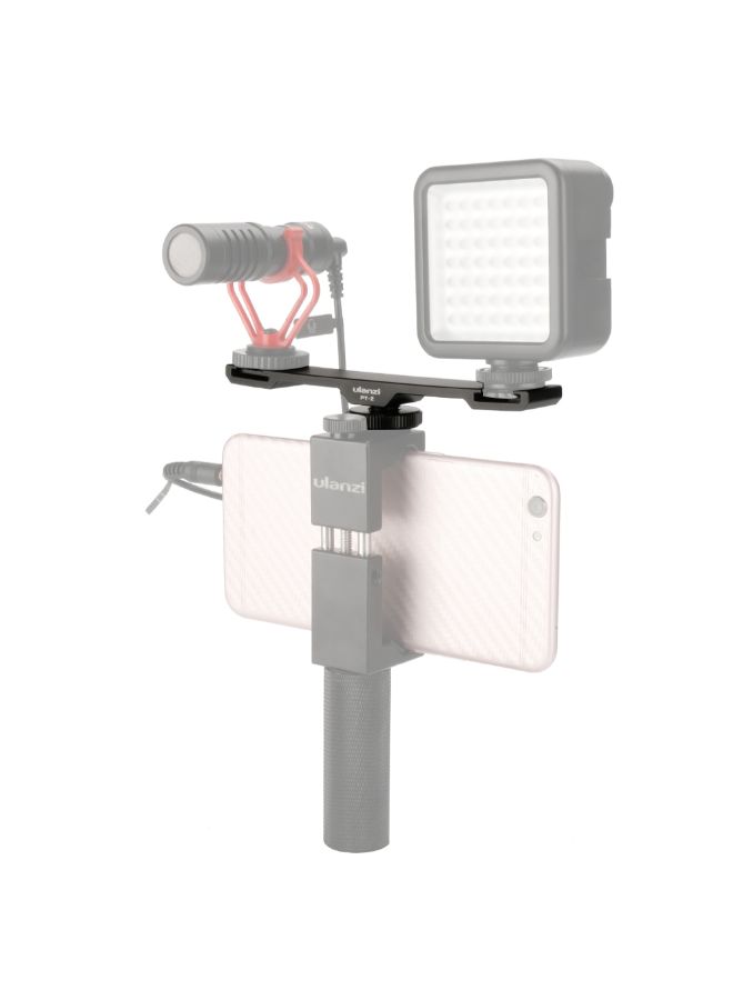 NIBEMINENT Double Hot Shoe Mount Extension Bar Dual Bracket Black - Image 2