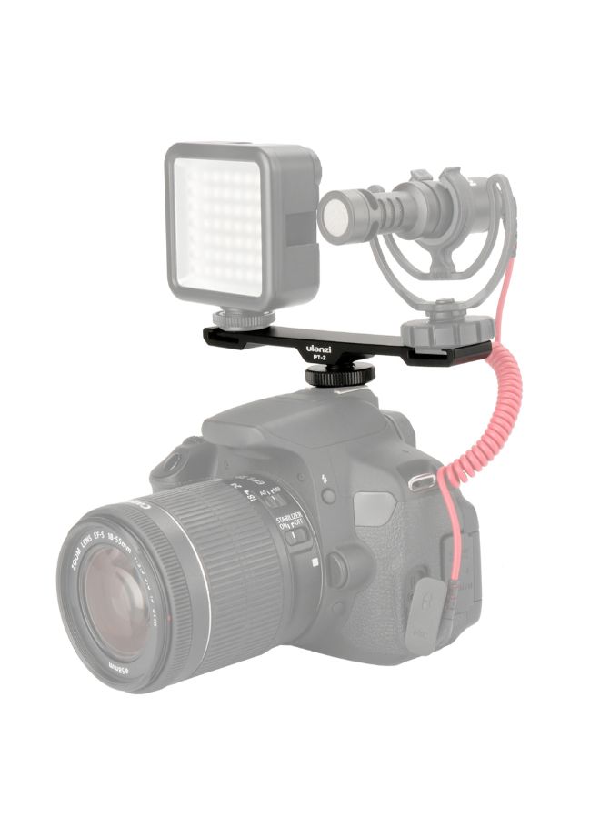 NIBEMINENT Double Hot Shoe Mount Extension Bar Dual Bracket Black - Image 3