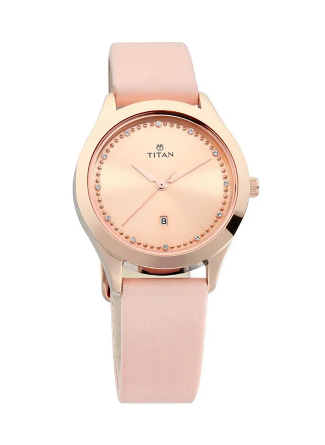 تيتان Leather Analog Wrist Watch 2570WL01