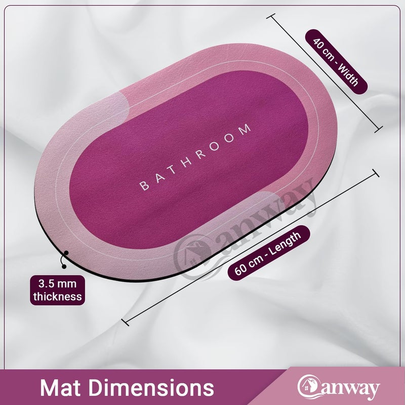 CANWAY® 2 Pieces (3.5mm) Anti-Skid Water Soaking Bathroom Print Door Mat, Water Absorbent Mat (40x60cm) Pink - Image 2