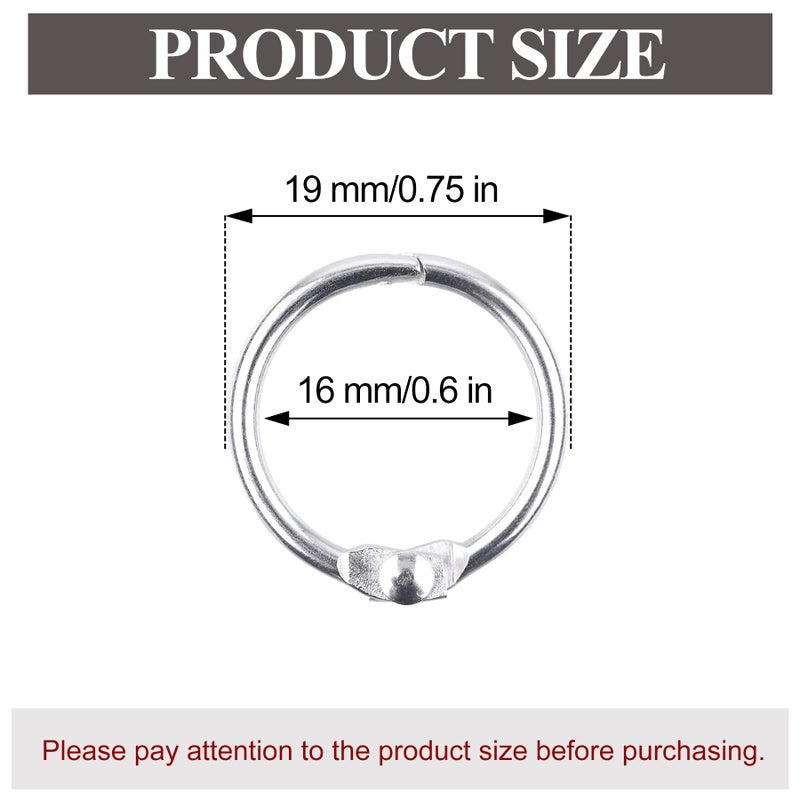 AKONEGE 0.75 Inch Loose Leaf Binder Rings, (50 Pack) Small Office Book Rings, Nickel Plated Steel Binder Rings, Keychain Key Rings, Metal Book Rings, Index Card Rings Silver, for School, Home, Office - Image 2
