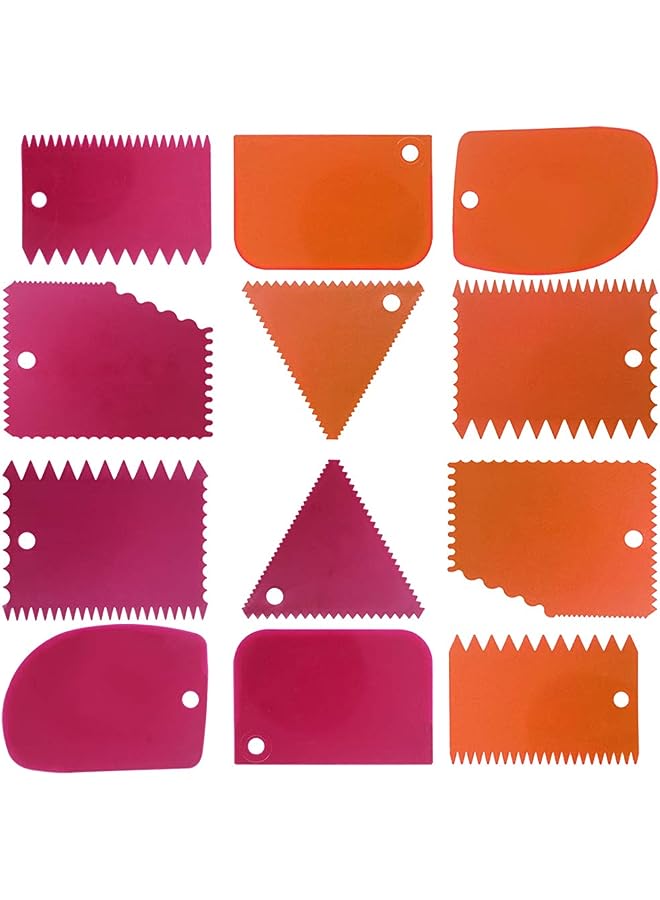 Raxoom Scraper Smoother Tool Set, DaKuan 12 pcs Cake Smoothing Cutter Plate Tool Combo, Cake Icing Scrapper Cake Edge Decorating Tool. - Image 1