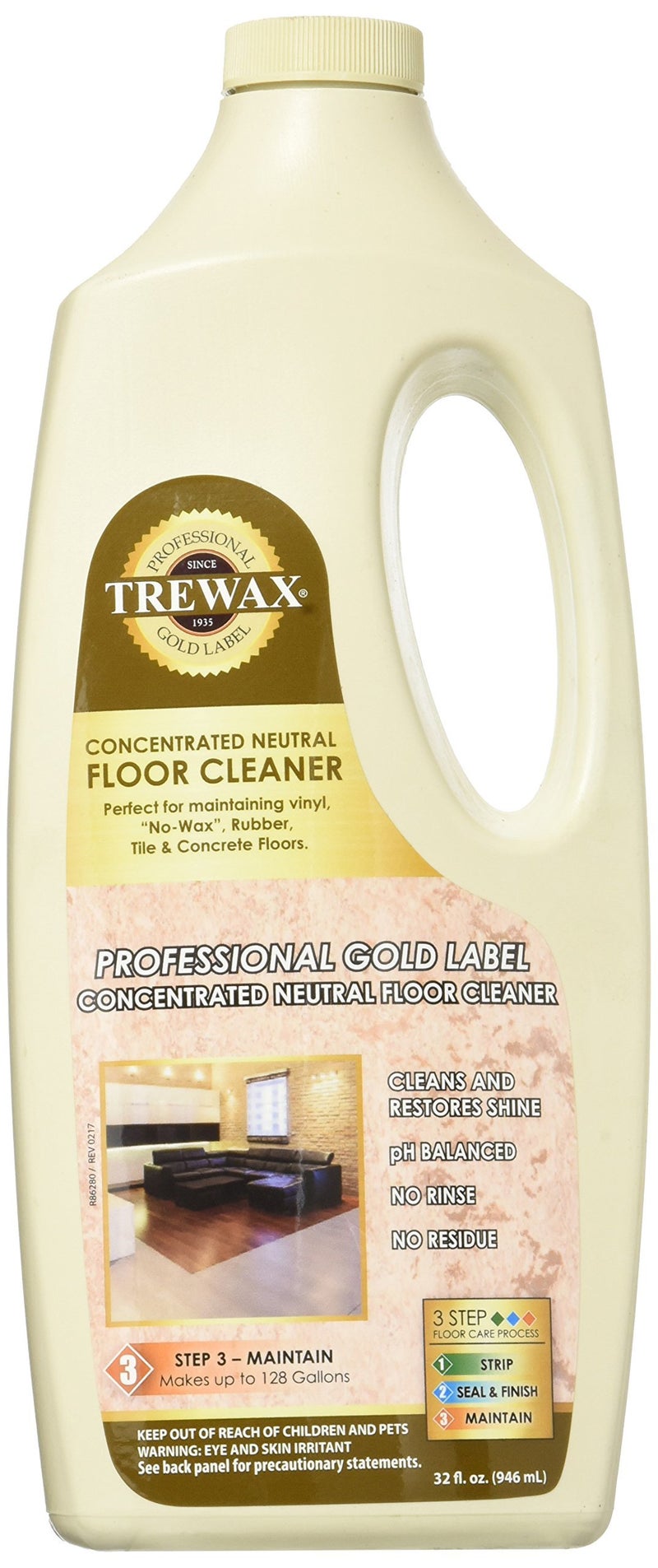 Trewax Professional Gold Label Concentrated Neutral Floor Cleaner, 32-Fluid Ounce - Image 1
