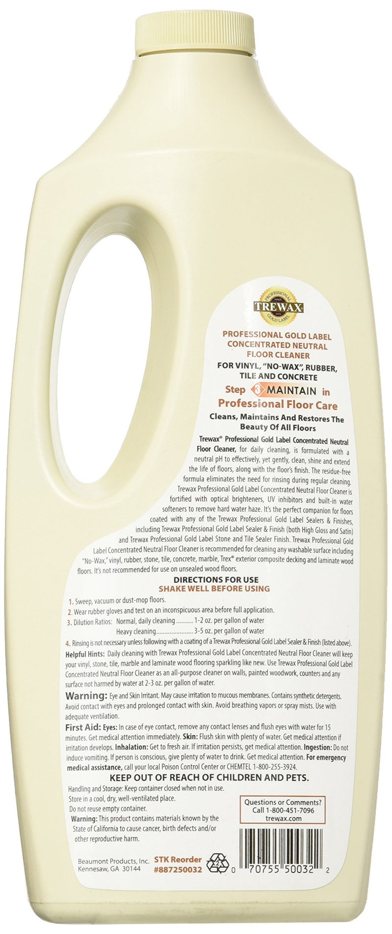Trewax Professional Gold Label Concentrated Neutral Floor Cleaner, 32-Fluid Ounce - Image 2